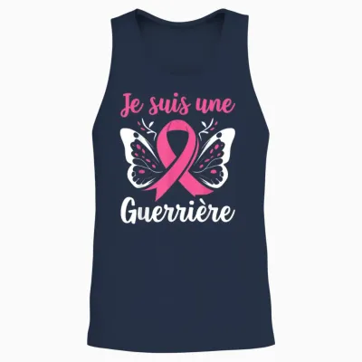 I Am a Warrior October Pink Breast Cancer Support Unisex Tank Top - Navy