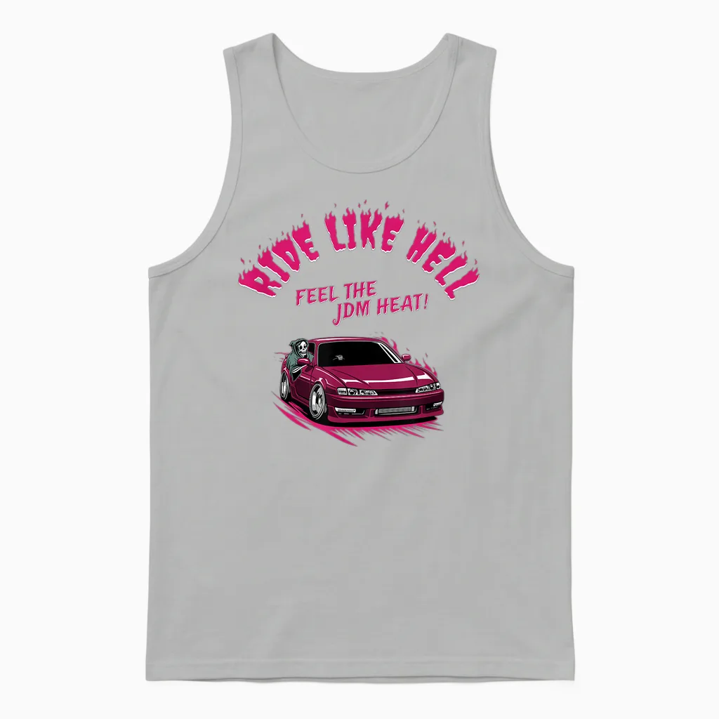 Jdm Voiture Rouge 240 S14 Avec Faucheuse – Légende Du Drift Unisex Tank Top in Ash