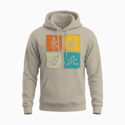 Four Winds Retro Squares Cool Mahjong Gift Unisex Hoodie - Sand