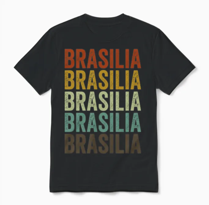 Brasilia Brazil Retro Vintage Unisex T-Shirt - Black