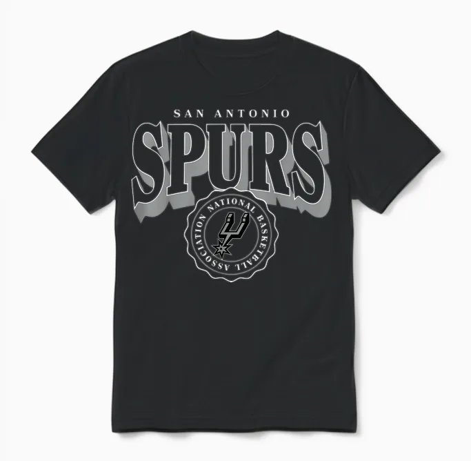 Nba โ San Antonio Spurs โ Curved Crest Unisex T-Shirt in Black