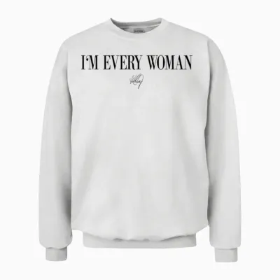 Whitney Houston I'm Every Woman Black Unisex Sweatshirt - White