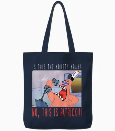 Spongebob Squarepants No This Is Patrick T-Shirt Small Tote Bags - Navy