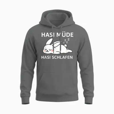 Hasi Tired Hasi Sleep Funny Sleepy Rabbit Unisex Hoodie - Graphite Heather