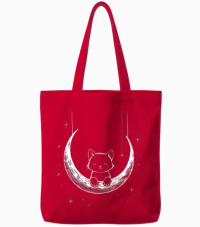 Lunar Cat Nap Tote Bags - Red