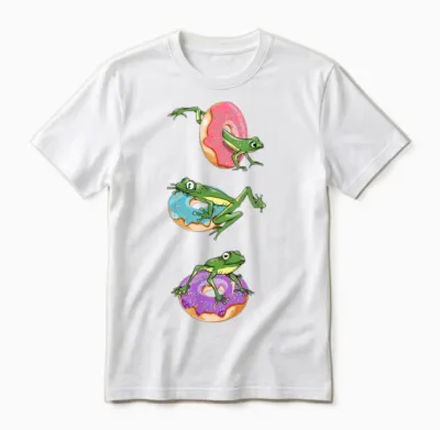 Funny Frogs and Doughnuts Unisex T-Shirt - White