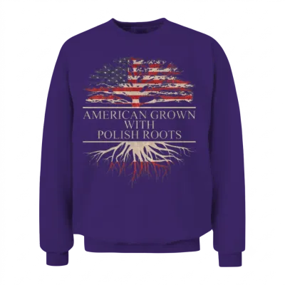 American Grown Polish Roots Unisex Sweatshirt - Purple