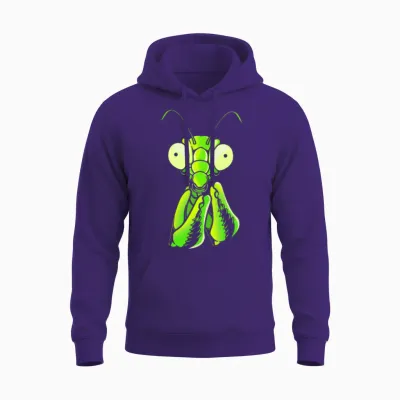 Entomologist Insect Lover Cute Praying Mantis Face Unisex Hoodie - Purple