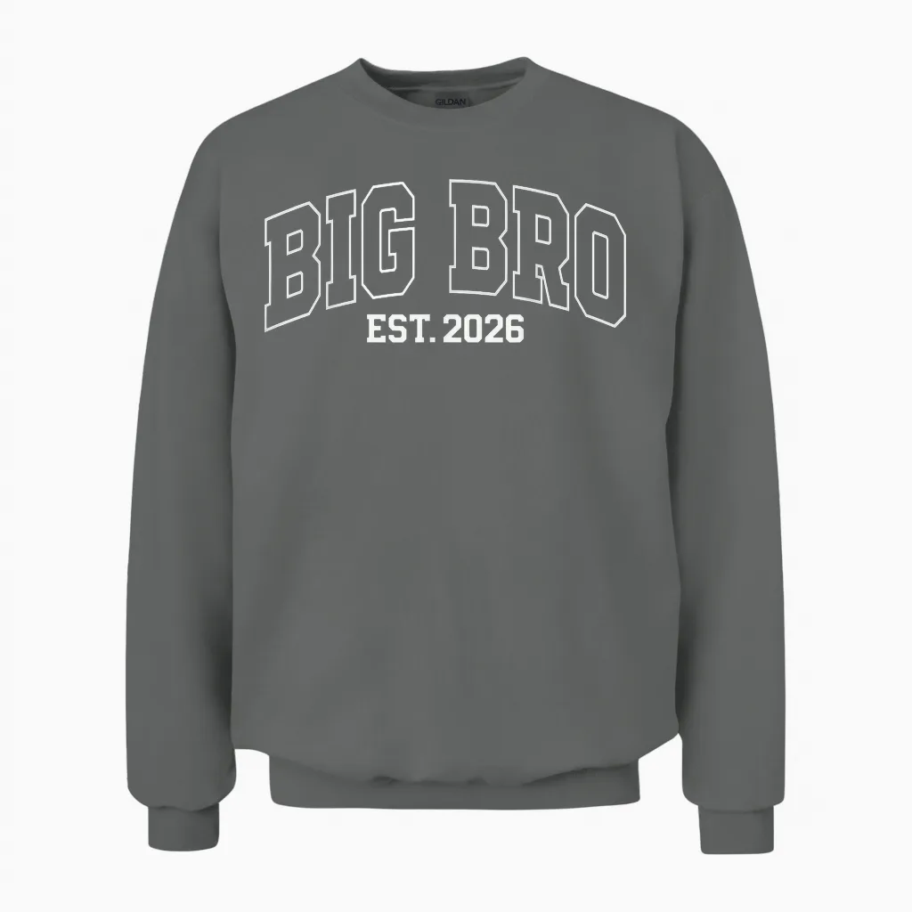 Big Bro Est 2026 New Big Brother Announcement Unisex Sweatshirt in Graphite Heather