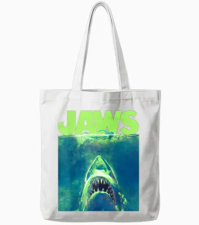 Jaws Surfacing Neon Poster Logo Tote Bags - White