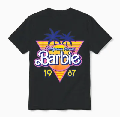 Barbie 1987 Summer Retro Logo - California Dream Unisex T-Shirt - Black