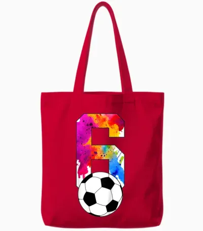 Kinder Nummer 6 Jahre Fußball 6. Geburtstag Tote Bags - Red
