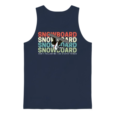 Snowboard Skiing Retro Cool Unisex Tank Top - Navy