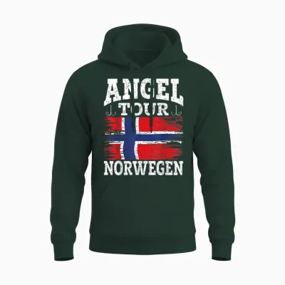 Angel Tour Norwegen Angelteam Angeltour Norwegen Flagge Angeln Unisex Hoodie - Forest