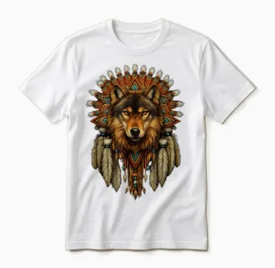 Plumes De Loup Amérindiennes Unisex T-Shirt - White