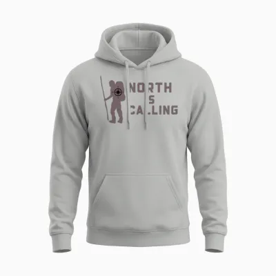 North Is Calling Compass Hiking Unisex Hoodie - Ash