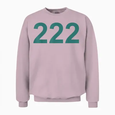 Creative 222 Designs Costume Ideas Co. Number 222 in Green Font on Light Background Fun Halloween Unisex Sweatshirt - Light Pink