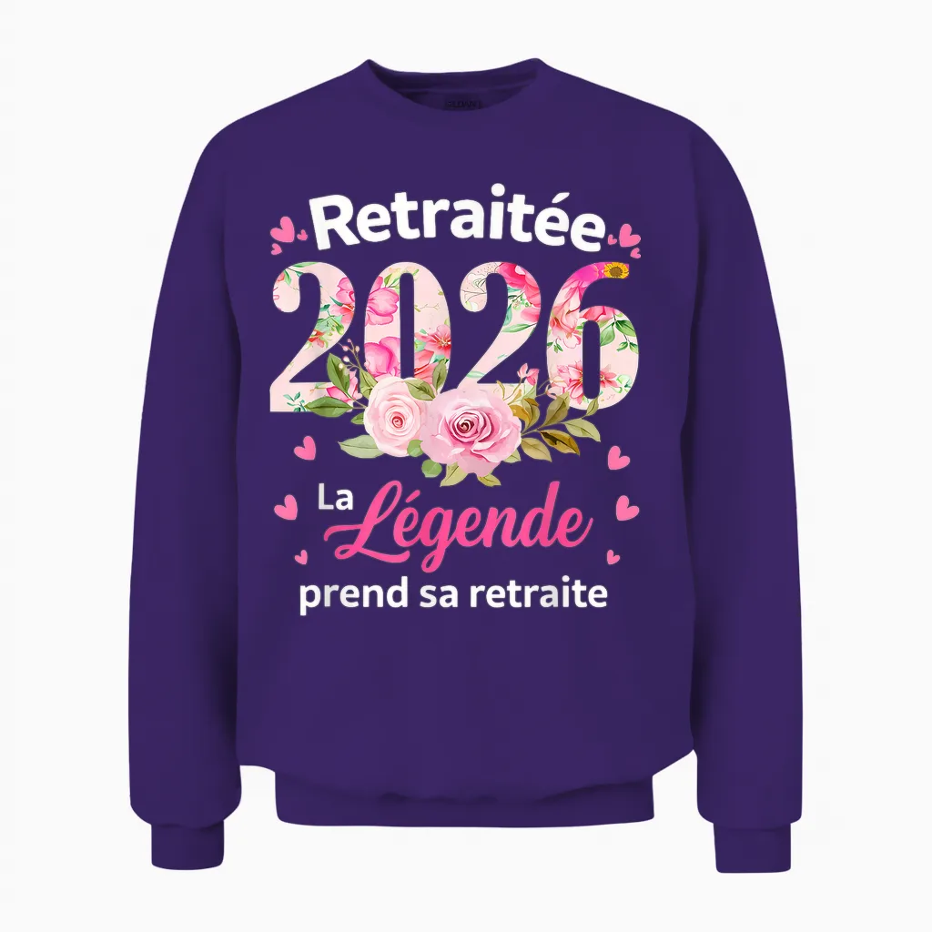 Retirement Retired Woman 2026 the Legend Retires Unisex Sweatshirt in Purple