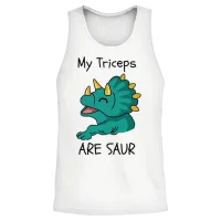 Triceratops Dinosaur My Triceps Are Saur Unisex Tank Top - White – 2