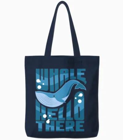 Whale Hello There Tote Bags - Navy