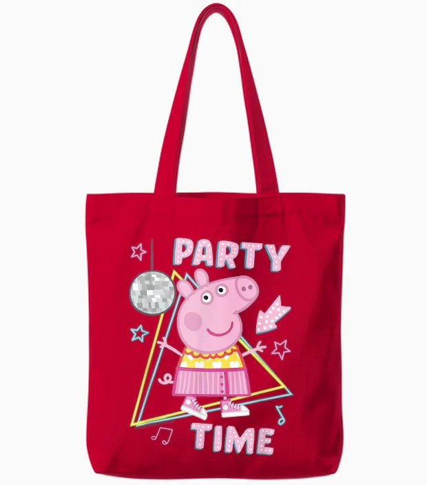 Peppa Pig Disco Party Time Amazon Exclusive T-Shirt, Blue Tote Bags in Red