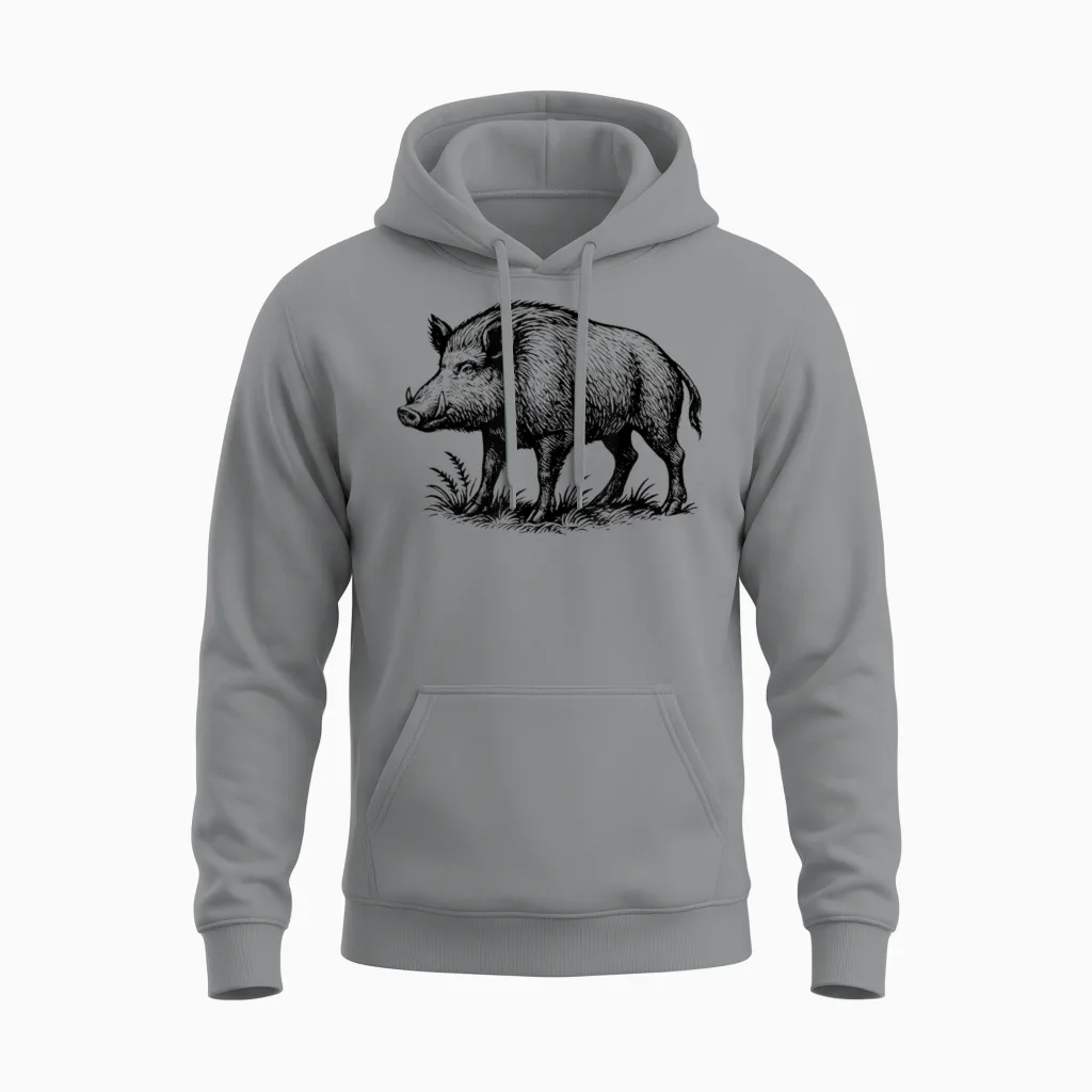 Wild Boar Hunting Gift, Wild Pig Hunter Outfit for Men and Women Unisex Hoodie in Sport Grey
