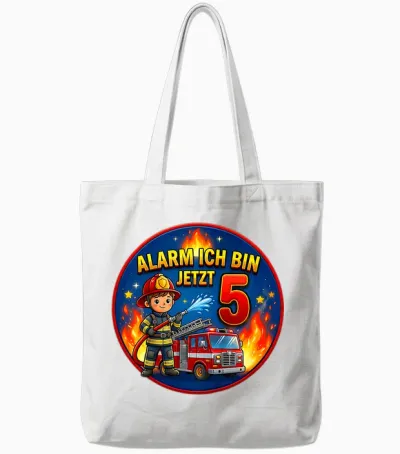 Children's Birthday Fire Brigade Gifts Alarm 5 Years Boy Tote Bags - White