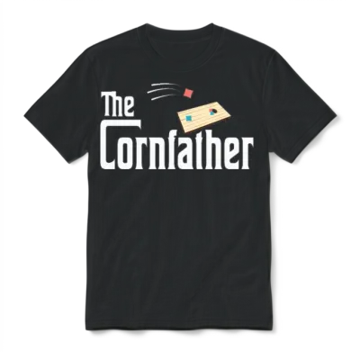 Funny Cornhole the Cornfather Funny Fathers Unisex T-Shirt - Black