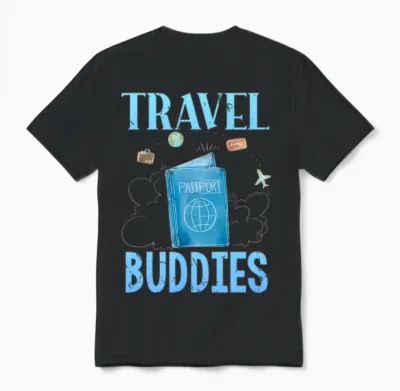 Traveller Flight Travel Buddies Unisex T-Shirt - Black