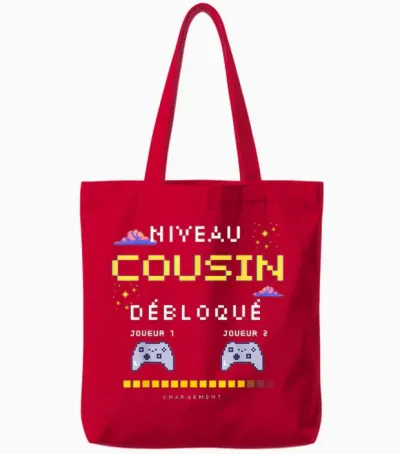 Announcement Pregnancy Future Cousin T-Shirt, Black, S Tote Bags - Red