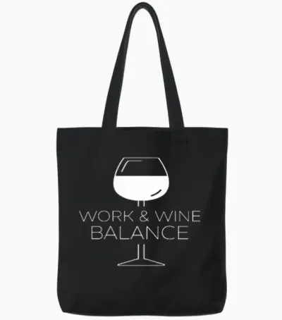 Work Wine Balance Wein Vino Weinliebhaber Trinker Genießer Tote Bags - Black