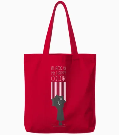 Wednesday Black Is My Happy Color Quote Tote Bags - Red