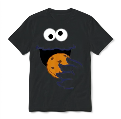 Sesame Street Costume Design Cookie Monster Unisex T-Shirt - Black