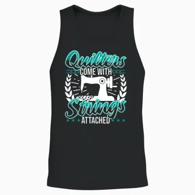 Quilters Come with Strings Attached Unisex Tank Top - Black