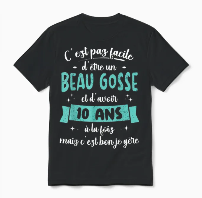 10 Years Birthday Gift Boy Beautiful Kid Gift Idea Unisex T-Shirt in Black