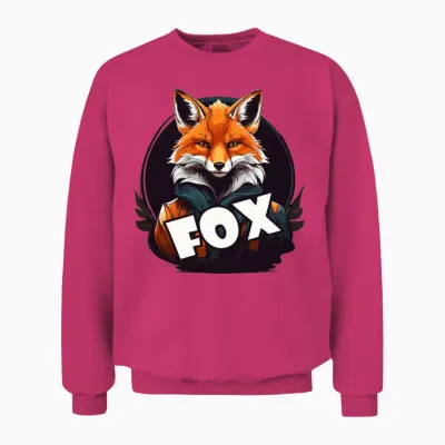Fox Mascot T-Shirt Design Unisex Sweatshirt - Heliconia