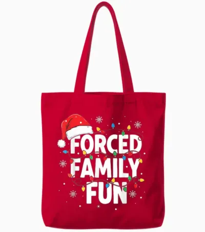 Forced Family Fun Shirt Men Women Kids Christmas Pajamas Tote Bags - Red
