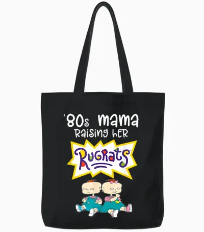 Mademark X Rugrats - 80s Mama Raising Her Rugrats - Phil & Lil Tote Bags - Black