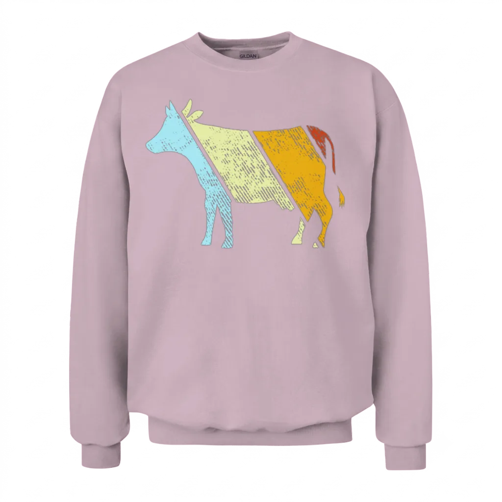 Cow Retro β Farm & Country Gift Unisex Sweatshirt - Light Pink