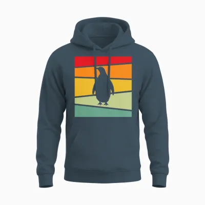 Penguin Retro Unisex Hoodie - Dark Heather