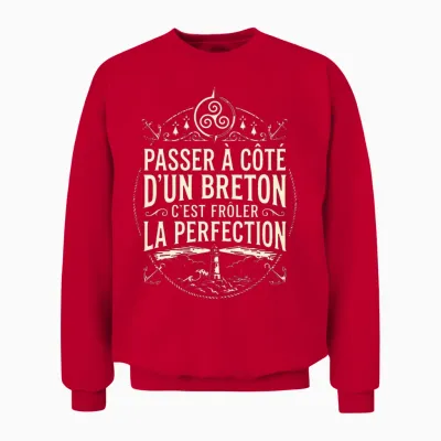 Homme Humour Bretagne Breton Parfait Perfection Bretonne T-Shirt Haut De Gamme Unisex Sweatshirt - Red