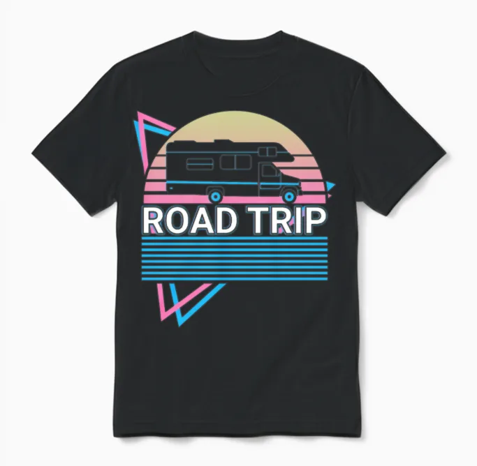 Road Trip Retro - Travel Unisex T-Shirt in Black