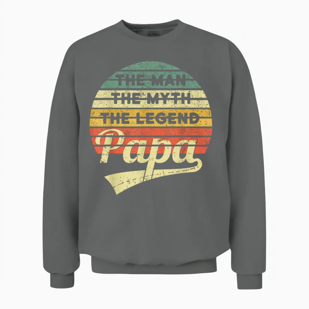 Vatertag Retro - the Man the Myth the Legend Papa Unisex Sweatshirt in Graphite Heather
