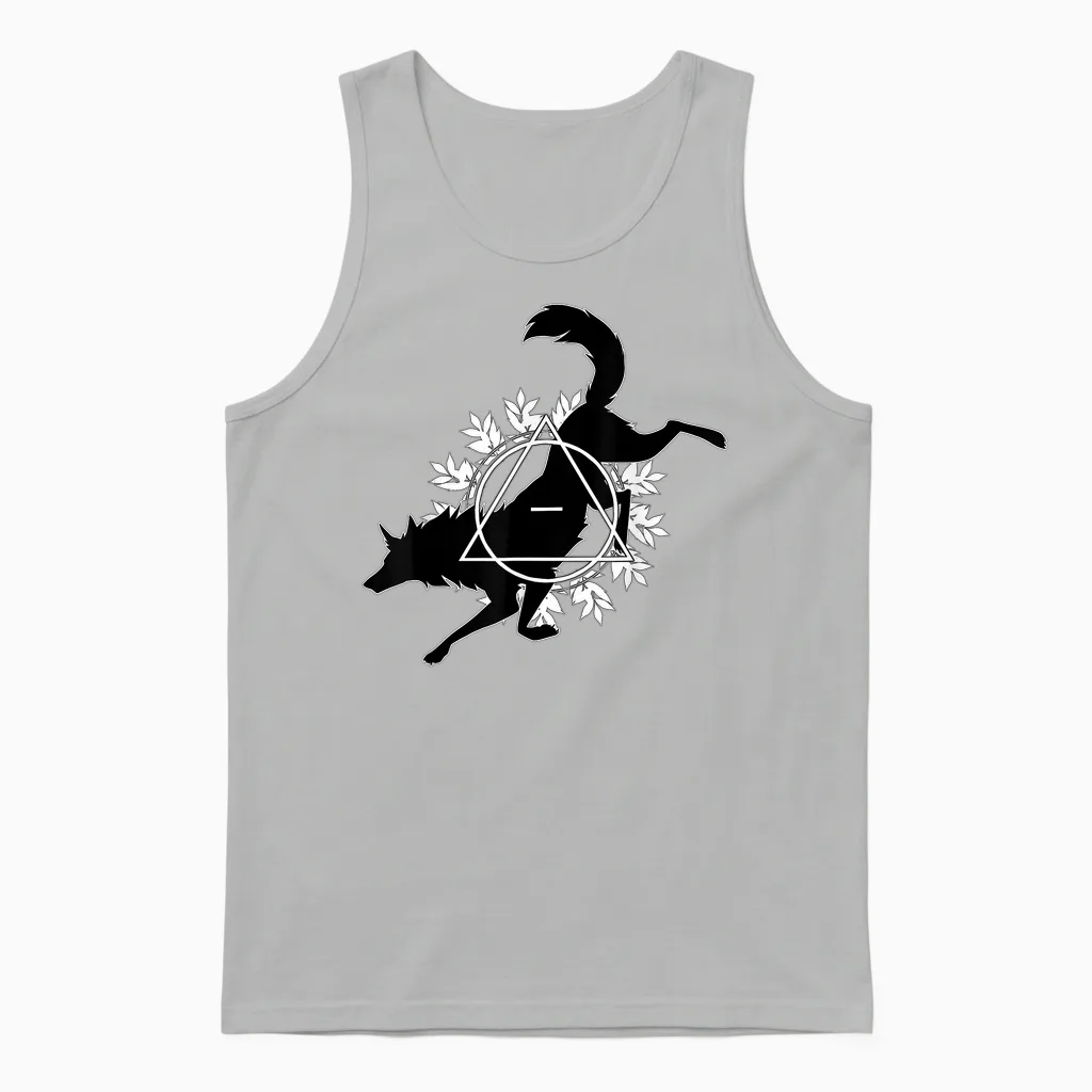 Therian Theta Delta Wolf Dog T-Shirt, Gray Unisex Tank Top in Ash