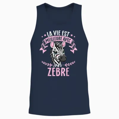 Life Is Better with a Zebra - Sweet Zebra T-Shirt, Black, S Unisex Tank Top - Navy