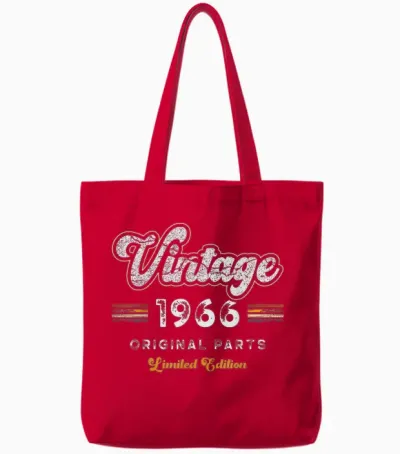 Vintage 1966 Original Parts 59th Birthday Tote Bags - Red