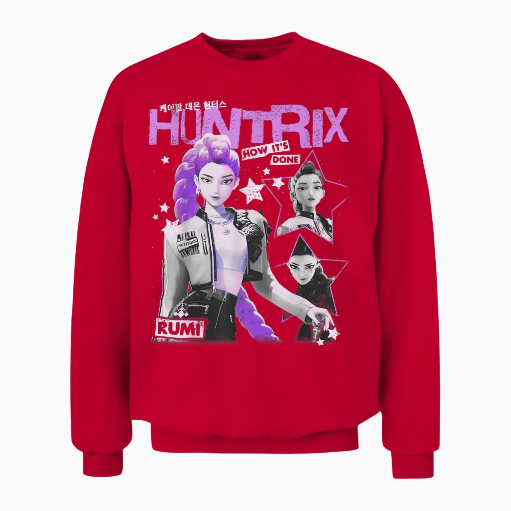 Kpop Demon Hunters Rumi Vintage Y2k Style Unisex Sweatshirt in Red