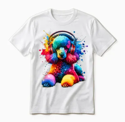 Colourful Splash Art Headphones Poodle Dog Toy Poodle Unisex T-Shirt - White