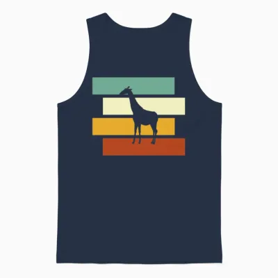 Giraffe Retro Unisex Tank Top - Navy