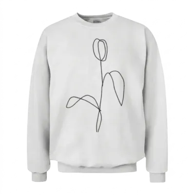 Continous One Line Tulip Flower Minimalist Art Unisex Sweatshirt - White
